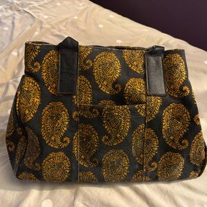 Paisley Patterned Tote Bag - Black and Gold